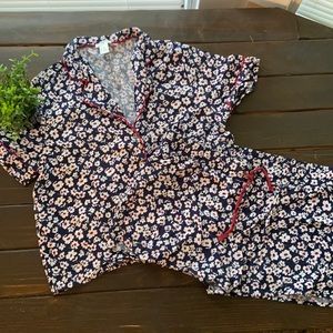Forever 21 Navy Flower Pajama Sleep Set Sz Medium